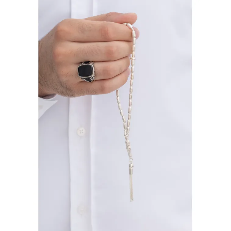 Gümüş Tespih Arpa Kesim Çizgili Büyük Boy 22 Gram Gümüş Tespih Arpa Kesim Çizgili Büyük Boy 22 Gram