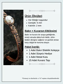 Bakır Kelepçe Bilezik Kristal Kuvars Doğal Taş Erkek Kadın Doğal Taşlı ve Metal Kutulu