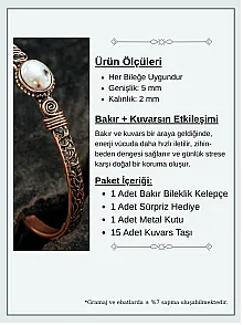 Bakır Kelepçe Bilezik Kristal Kuvars Doğal Taş Erkek Kadın Doğal Taşlı ve Metal Kutulu