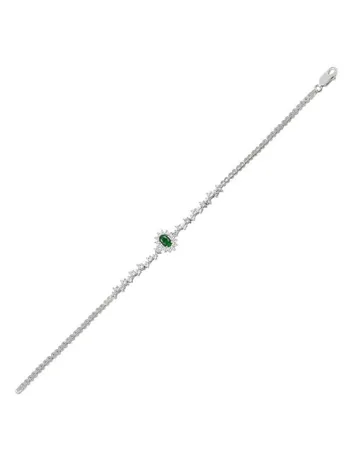 Almila Zümrüt Taşlı Su Yolu Bayan Gümüş Bileklik