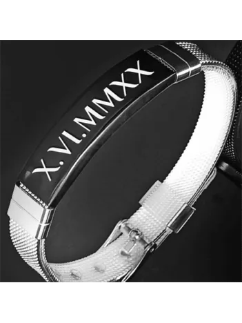 İsim Yazılabilir Siyah Plakalı Kemer Modeli Erkek Çelik Bileklik CBLSYHISIM1-BYZ