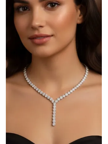 Kadın Gümüş Kolye - Şahmeran Yuvarlak Zirkon Taşlı Kolye