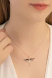 Kadın Gümüş Kolye - Kadın Mikail Kılıcı Rose Renk Model Gümüş Kolye
