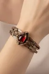 Kadın Bakır Bileklik - Kırmızı Akik Taşlı Damla Model Kadın Bilezik Metal Kutu ve Doğal Taşlar