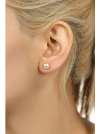 Kadın Gümüş Küpe - 6 mm 925 Ayar Gümüş Top Küpe