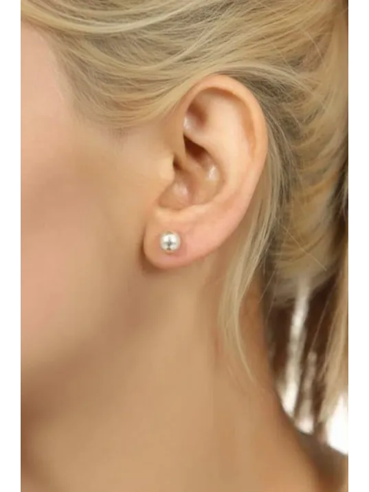 Kadın Gümüş Küpe - 6 mm 925 Ayar Gümüş Top Küpe