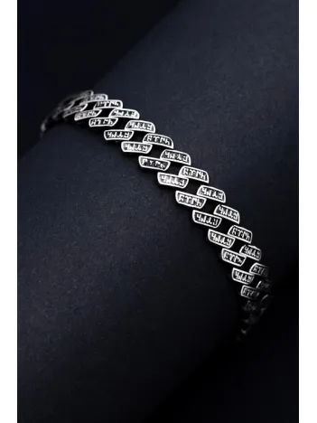 Erkek Gümüş Bileklik - Göktürkçe  Alfabesiyle TürkYazılı Gümüş Bileklik