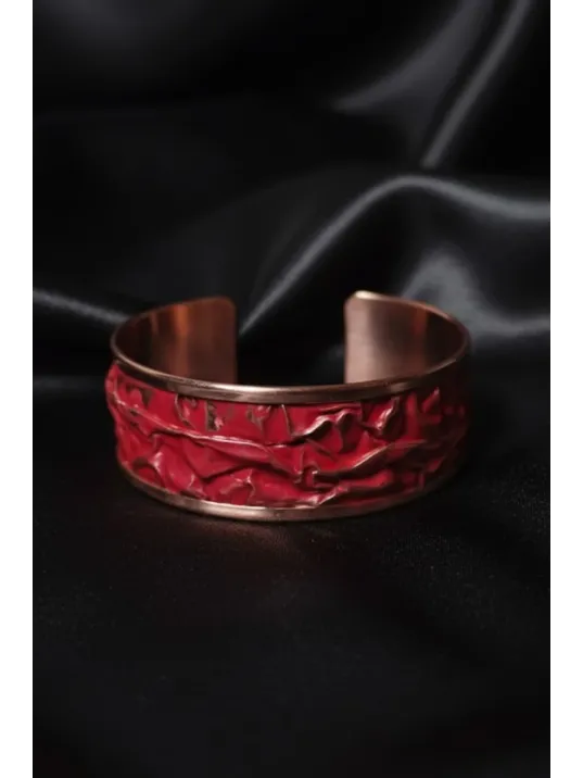 Kadın Bakır Bileklik - Kırmızı Tutkunun Rengi Kalın Model Bakır Kadın Bileklik