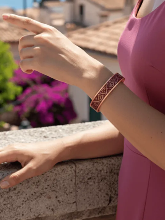 Kadın Bakır Bileklik Yüzük Set - Stella Model Özel Baskı Metal Kutu Ve Kuvars Taşı