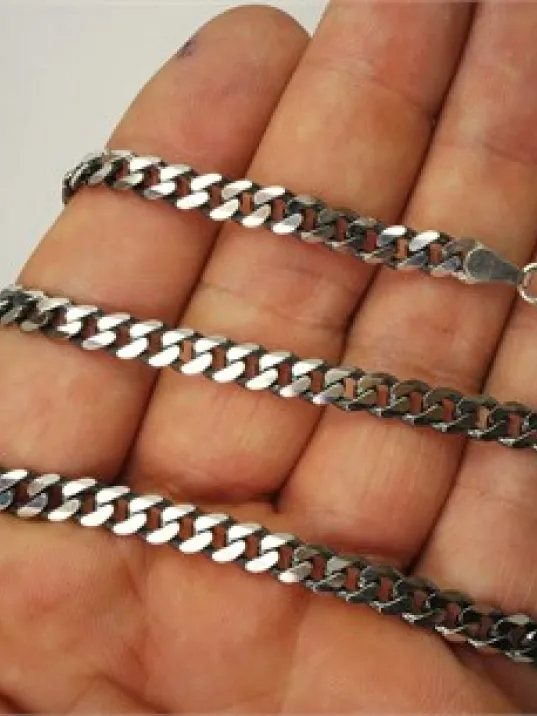 OKSİTLİ GURMET ERKEK GÜMÜŞ KOLYE ZİNCİR İNCE MOD