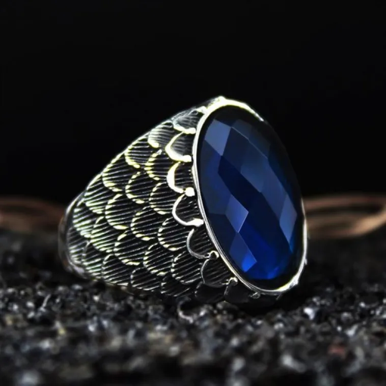 Erkek Gümüş Yüzük - Anka Model - Lacivert Safir Kristal Kesim Taşlı Özel Seri Erkek Gümüş Yüzük Erkek Gümüş Yüzük - Anka Model - Lacivert Safir Kristal Kesim Taşlı Özel Seri Erkek Gümüş Yüzük