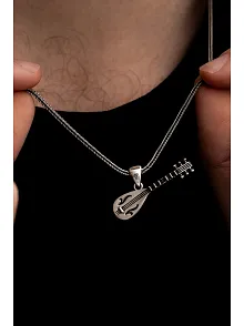 Bağlama Saz Erkek Gümüş Kolye