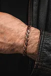 Saf Bakır Bileklik Otantik Model Örgü Metal Kutu Doğal Taşlar Kadın Erkek Kelepçe