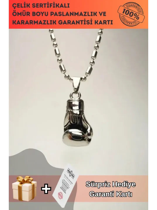 316l Paslanmaz Çelik Büyük Boy Boks Eldiveni Erkek Çelik Kolye