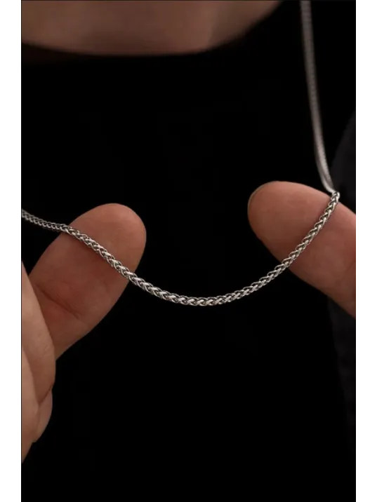 Yuvarlak Kral Model Çelik Erkek Kolye Zincir 3mm Orta Kalınlıkta