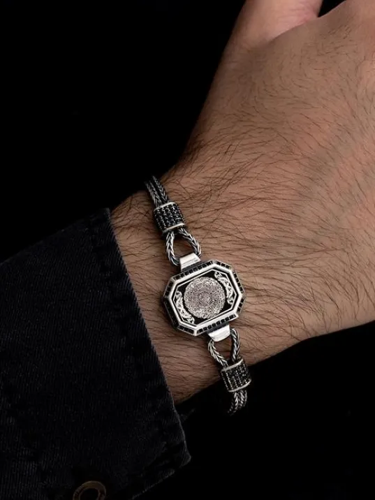 Erkek Gümüş Bileklik - İnşirah Suresi Motifli Tilkikuyruğu Zincirli 925 Ayar Gümüş Bileklik Erkek Gümüş Bileklik - İnşirah Suresi Motifli Tilkikuyruğu Zincirli 925 Ayar Gümüş Bileklik