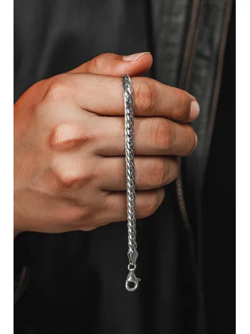 Erkek Gümüş Bileklik - İtalyan Bombeli Zincir Gümüş Bileklik