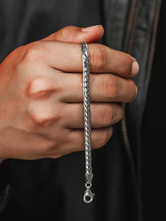 Erkek Gümüş Bileklik - İtalyan Bombeli Zincir Gümüş Bileklik Erkek Gümüş Bileklik - İtalyan Bombeli Zincir Gümüş Bileklik