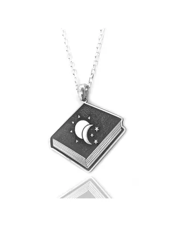 Gece Gündüz Kitap Model Bayan Gümüş Kolye Forse Zincir GKLKKITAP01-BYZ