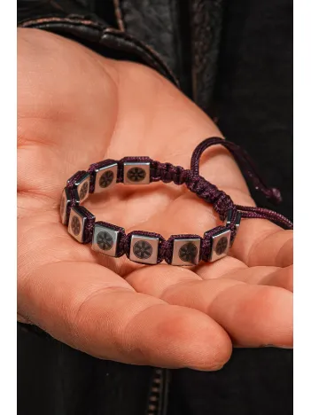 Erkek Kadın Doğal Taş Bileklik - Hematit Doğal Taşlı Makrome Gemi Dümeni Model Mor İp Bileklik Erkek Kadın Doğal Taş Bileklik - Hematit Doğal Taşlı Makrome Gemi Dümeni Model Mor İp Bileklik