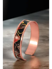 Kadın Bakır Bileklik - Ester Model Özel Baskı Metal Kutu Ve Doğal Taşlar