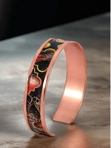 Kadın Bakır Bileklik - Ester Model Özel Baskı Metal Kutu Ve Doğal Taşlar