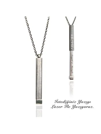 Nested İsim Yazılan Erkek Gümüş Kolye Zincir