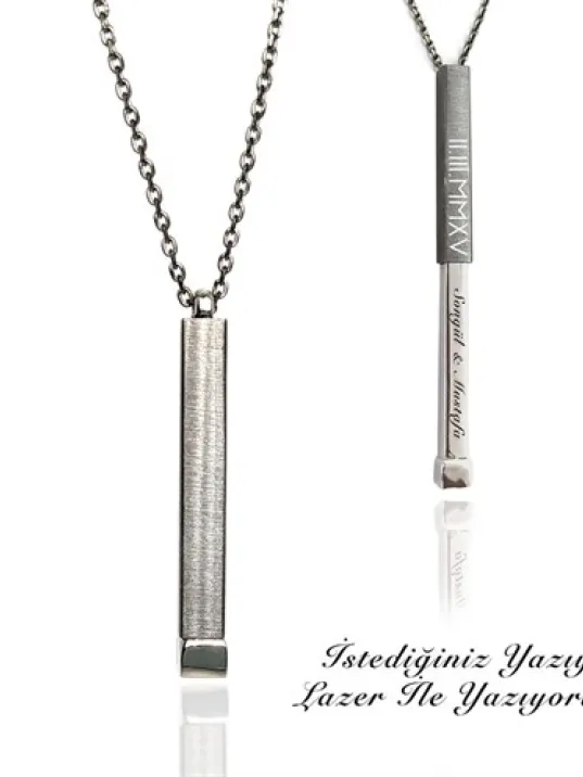 Nested İsim Yazılan Erkek Gümüş Kolye Zincir