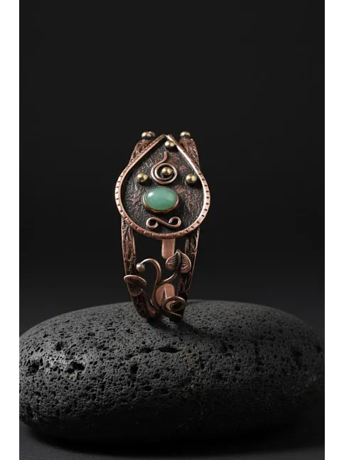 Erkek Çelik Bileklik - Kahverengi Deri Model Siyah Spiral Desenli Erkek Bileklik