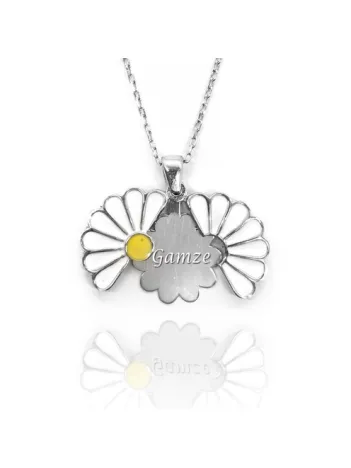 Gizli İsim Yazılabilir 925 Ayar Papatya Çiçek Modeli Bayan Gümüş Kolye GKLPAPATYAI-BYZ
