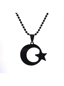 Siyah Ayyıldız Paslanmaz Çelik Erkek Kolye