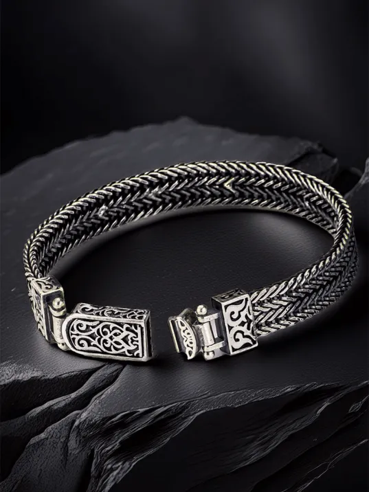 Erkek Gümüş Bileklik - Uzak Şehir Dizisi Cihan Albora Bilekliği Çift Sıra Yassı Tilki Kuyruğu Künye Erkek Gümüş Bileklik - Uzak Şehir Dizisi Cihan Albora Bilekliği Çift Sıra Yassı Tilki Kuyruğu Künye