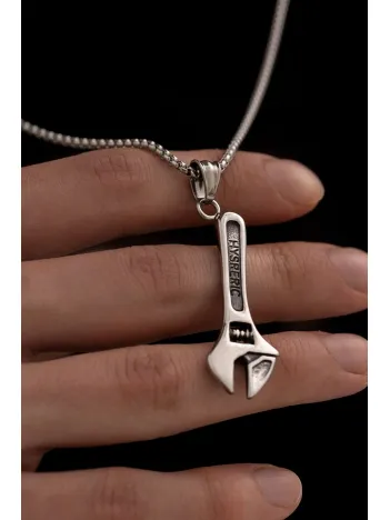 Ingiliz Anahtarı Erkek Kolye - Ingiliz Anahtarı Model Erkek Çelik Kolye - Usta Kolyesi