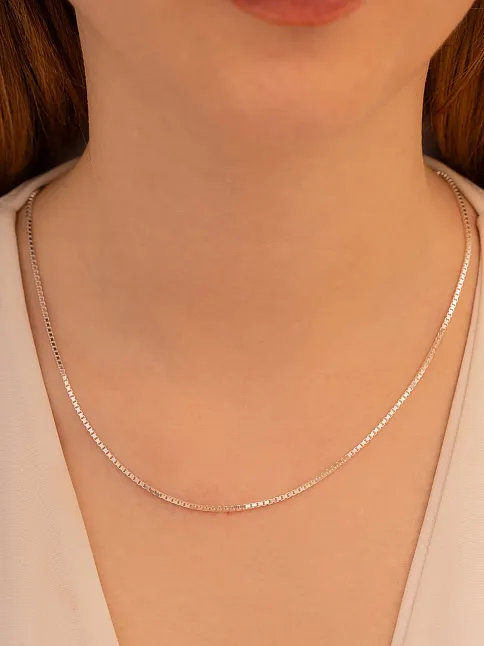 Kadın Gümüş Kolye - 925 Ayar 1.5 mm Küp Zincir Gümüş Kolye