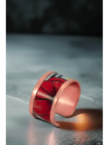 Kadın Bakır Yüzük - Chlara Model Özel Baskı Metal Kutu Ve Kuvars Taşı