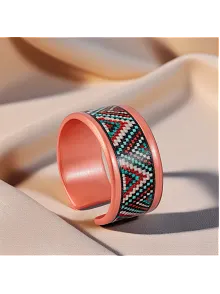 Kadın Bakır Bileklik Yüzük Set - Arina Model Özel Baskı Metal Kutu Ve Doğal Taşlar