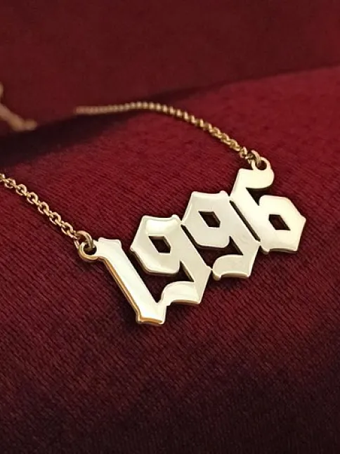 Kişiye Özel Gotik İsim Yazılan Altın Renk Erkek Gümüş Kolye Zincir GKLALTKISIM
