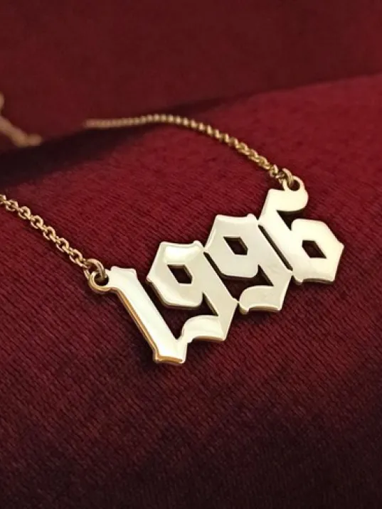 Kişiye Özel Gotik İsim Yazılan Altın Renk Erkek Gümüş Kolye Zincir GKLALTKISIM