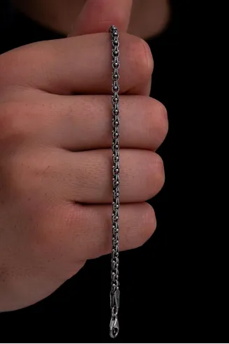 Erkek Gümüş Bileklik - 3mm Arnavut Zinciri Gümüş Bileklik