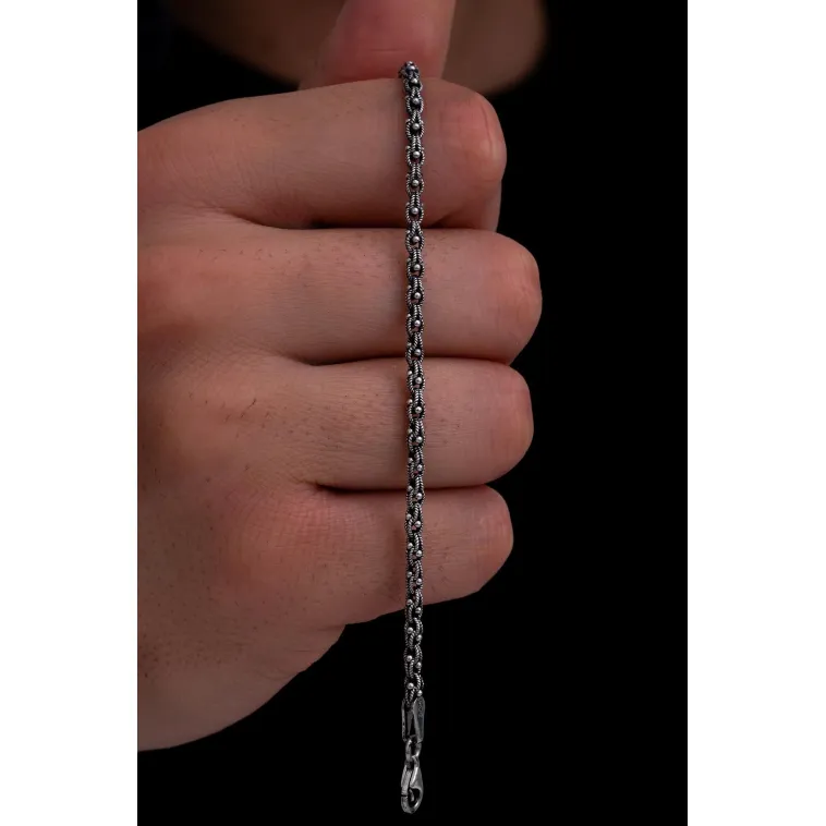 Erkek Gümüş Bileklik - 3mm Arnavut Zinciri Gümüş Bileklik