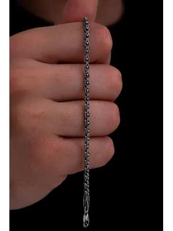 Erkek Gümüş Bileklik - 3mm Arnavut Zinciri Gümüş Bileklik