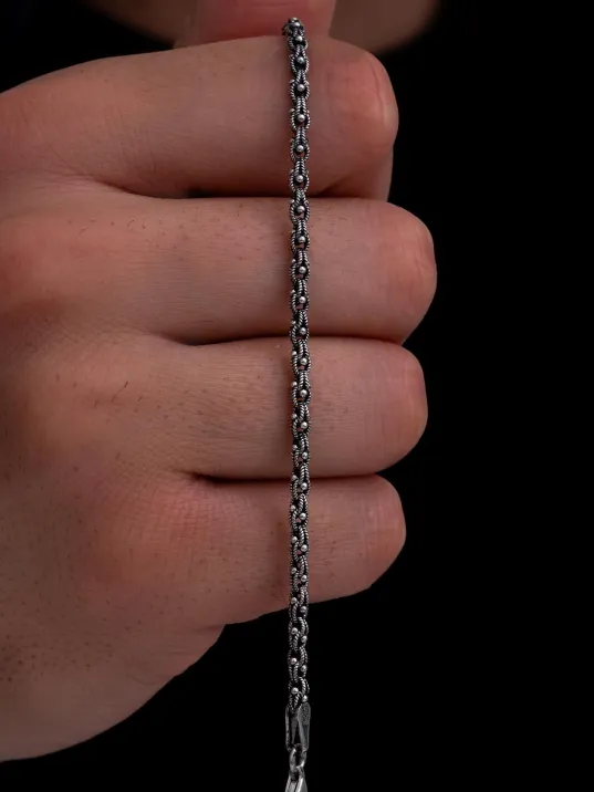 Erkek Gümüş Bileklik - 3mm Arnavut Zinciri Gümüş Bileklik