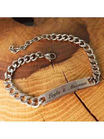 İsim Yazılabilen Çelik Erkek Bileklik İnce Kibar Model CBLGMSISIM1