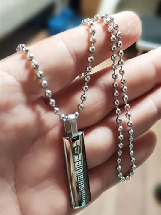 Spotify Şarkı Kodlu Çelik Yassı Çubuk Kolye Top Zincir CKLSPOTYKLY-YSL