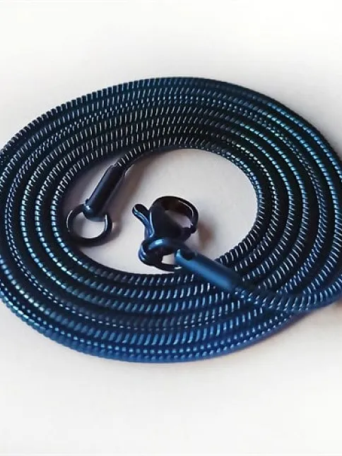 Snake Yılan Model Mavi Erkek Çelik Kolye Zincir Yuvarlak Model