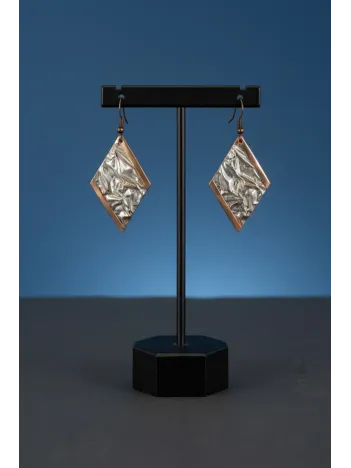 Kadın Bakır Küpe - Beyaz Yıldız Tozu Model Bakır Kadın Küpe