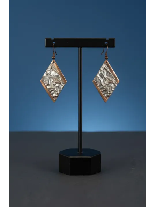 Kadın Bakır Küpe - Beyaz Yıldız Tozu Model Bakır Kadın Küpe