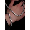Erkek Gümüş Kolye Bileklik Set - 6.5mm Dikdörtgen Kesim Yassı Kral Gümüş Kolye Bileklik Set Erkek Gümüş Kolye Bileklik Set - 6.5mm Dikdörtgen Kesim Yassı Kral Gümüş Kolye Bileklik Set