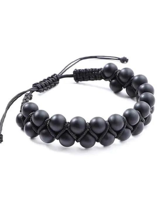 Çiftsıra Oniks Doğaltaş Erkek Makrome Bileklik Çiftsıra Oniks Doğaltaş Erkek Makrome Bileklik