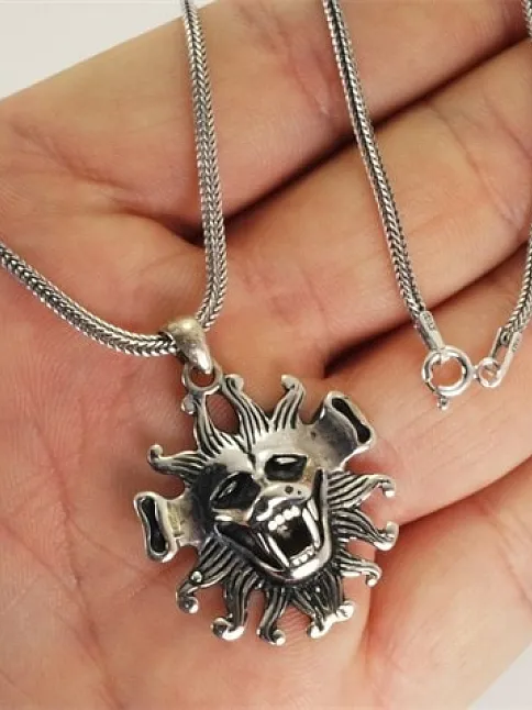 Gotik Kurt Adam Gümüş Erkek Kolye Zincir